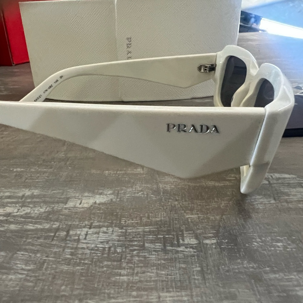 Prada White Rectangular Sunglasses - image 5